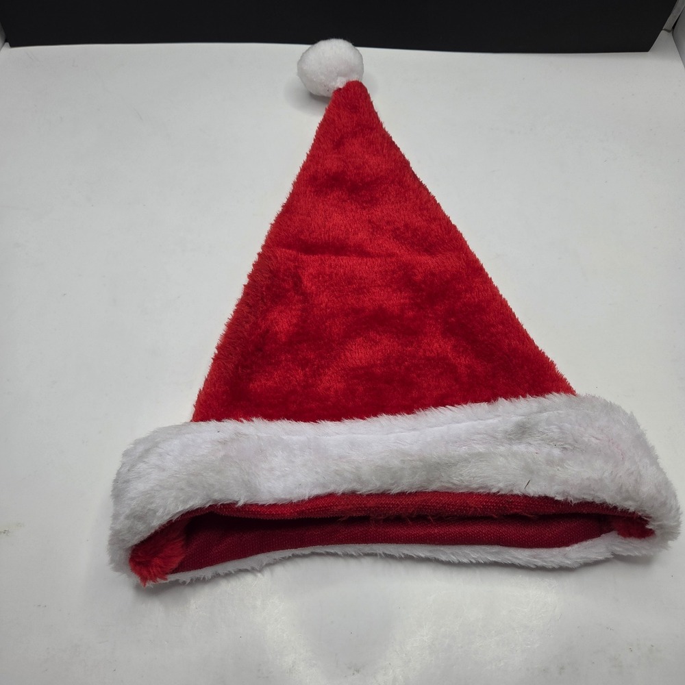 Greenbrier International Santa Hat Plush Red White Faux Fur Trim OSFA Christmas